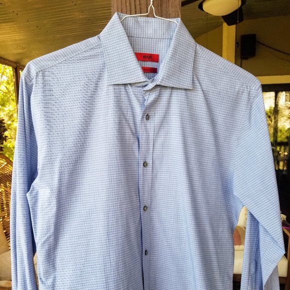 16.5 32/33 Hugo Boss Modern Fit Shirt - Gray/Blue - Picture 1 of 5
